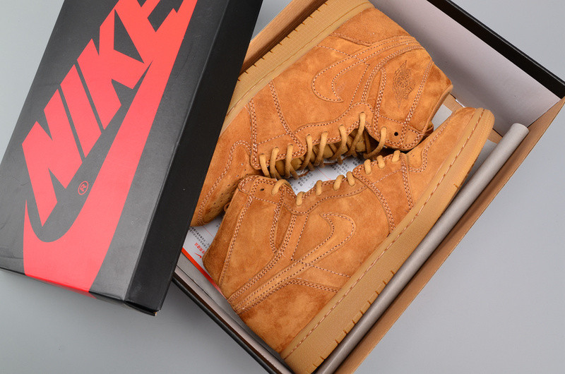 Air Jordan 1 Retro High OG “Wheat”  Golden Harvest/Elemental Gold mens 555088-710