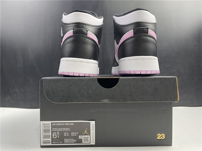 Air Jordan 1 Mid White/Light Arctic Pink-Black 555112-103