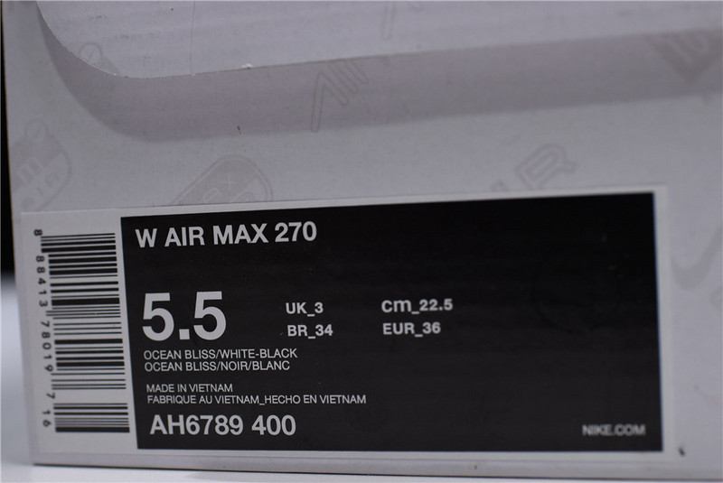 Nike womens AIR MAX 270 “OCEAN BLISS” Ocean Bliss AH6789-400