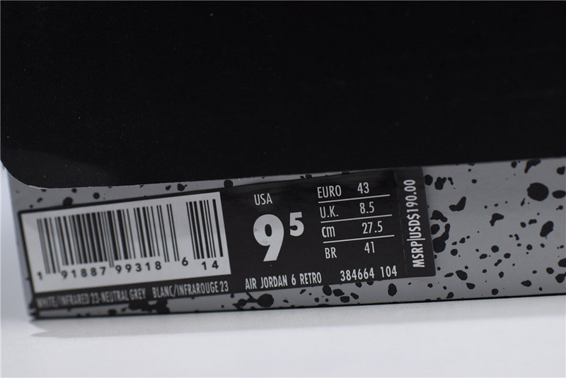 Air Jordan 6 Retro Tinker White/Infrared 23-Neutral Grey-Sail 384664-104