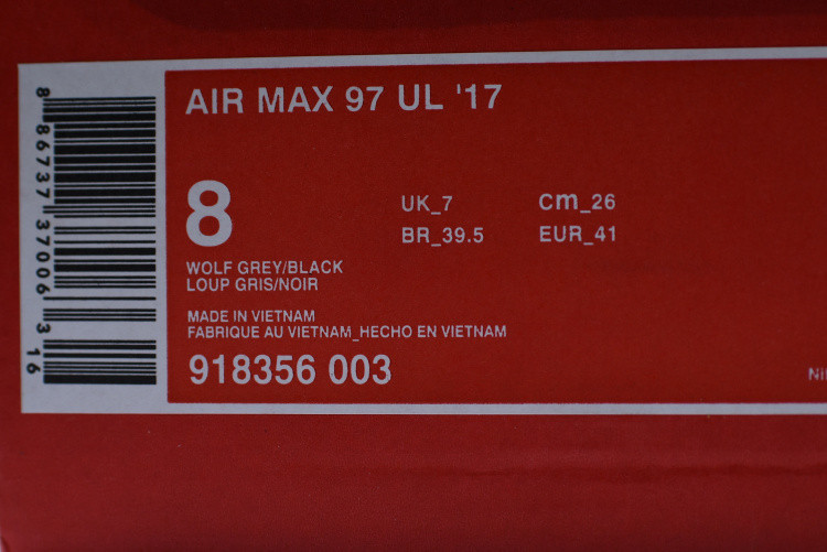 Nike Air Max 97 Ultra 17 Black White 918356-001