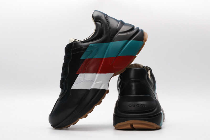 GC Rhyton Web Print Leather Sneaker 523535 DRW00 1000