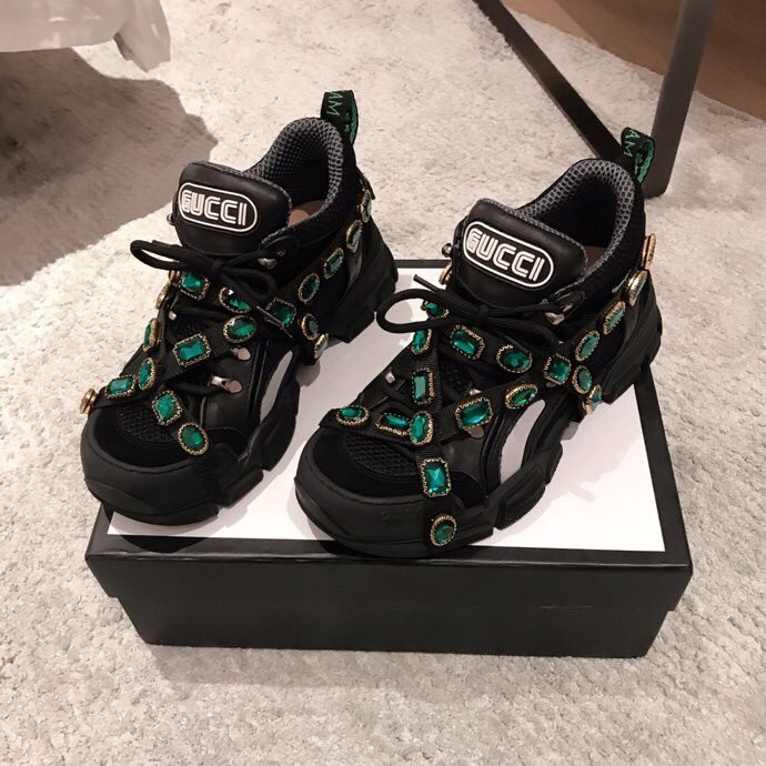 GC Black Flashtrek Sneakers With Removable Crystals