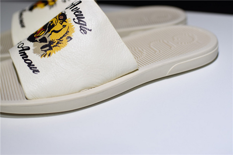 GC Leather SLIDE SANDAL WHITE WITH TIGER WOMENS 1K969E 3F7U F0089