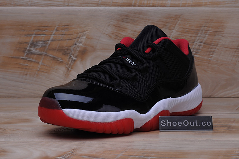 AIR JORDAN 11 RETRO LOW "BRED" BLACK/ RED mens 528895-012