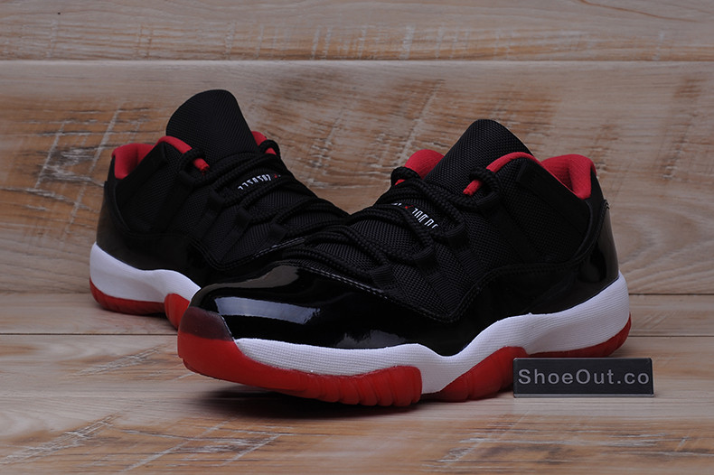 AIR JORDAN 11 RETRO LOW "BRED" BLACK/ RED mens 528895-012